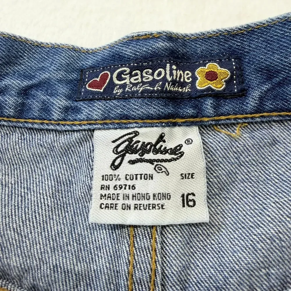 Gasoline‎ Girls Jeans Size 16 (24” Waist) Button Fly Blue Denim Jeans